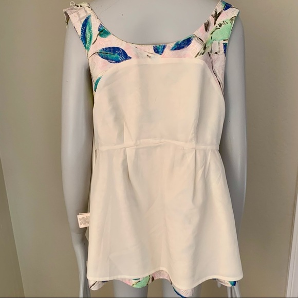 Anthropologie Leifsdottir Peplum Brocade Top Bird Pattern Metallic Sleeveless 0 - Picture 15 of 16